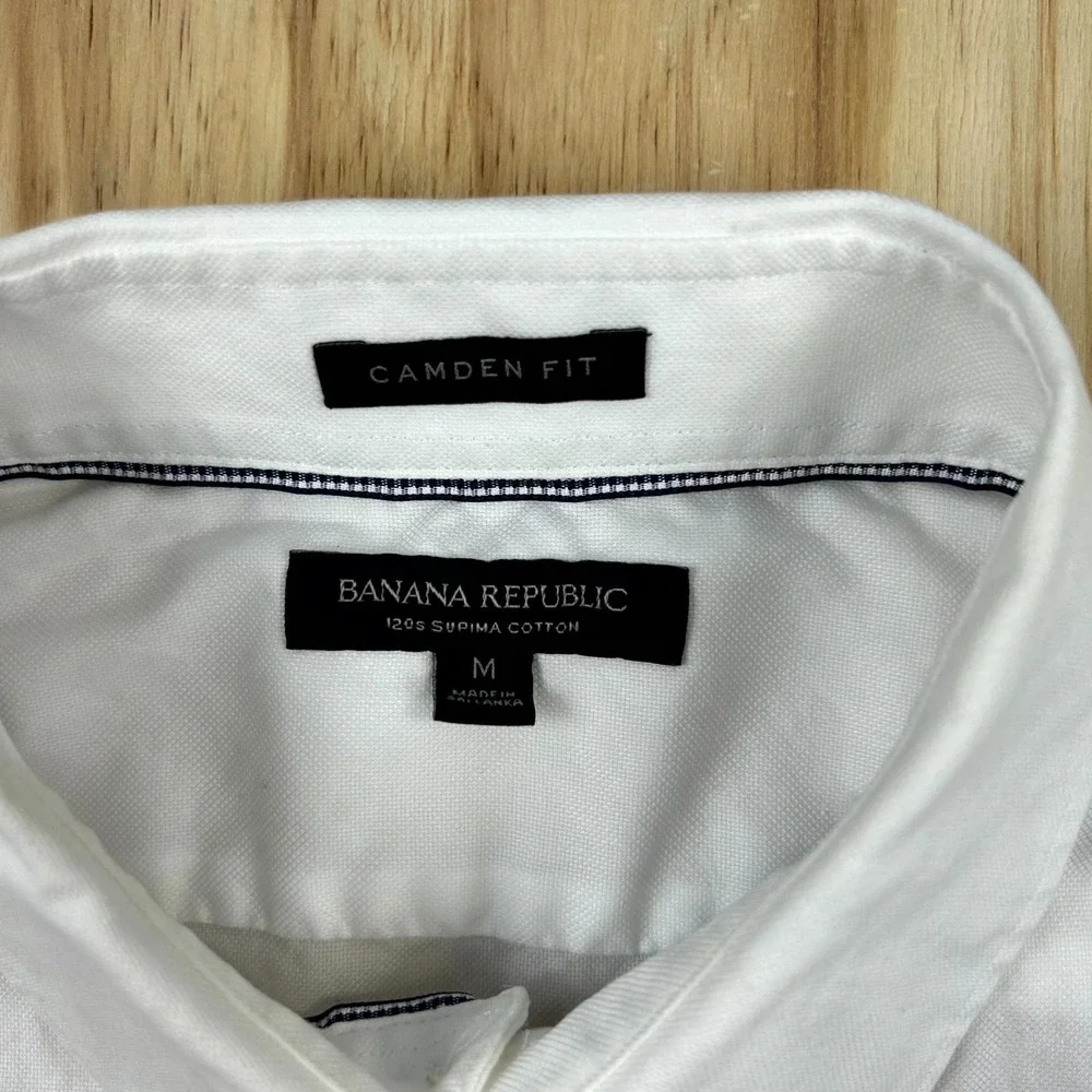 Banana Republic Shirt Mens Medium White 120s Supima Cotton Camden Fit Business